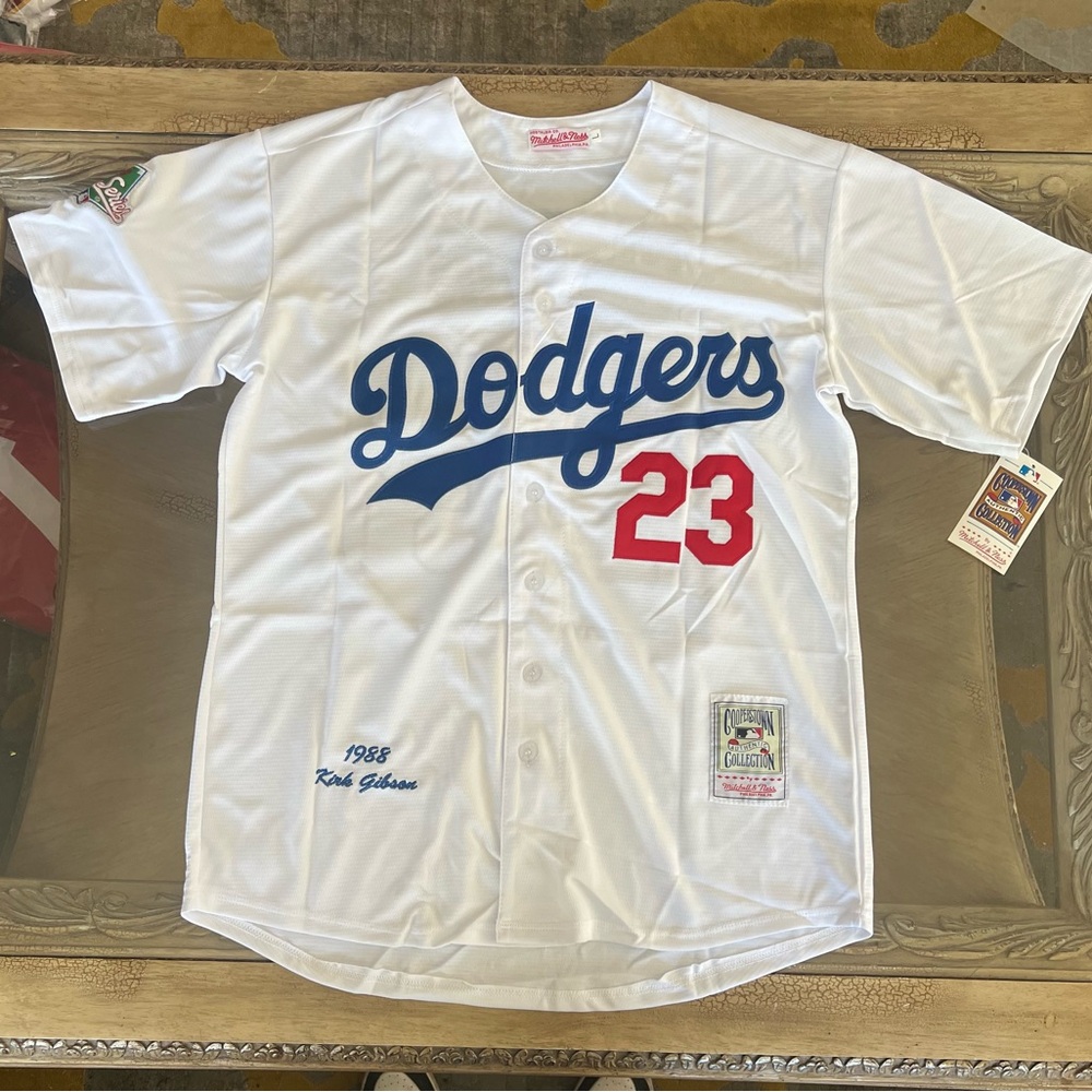 Kirk Gibson Jersey NEW Mens Large World Series Patch White Los Angeles Dodgers